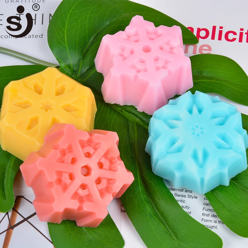SJ 2 снежинки силиконовые формы для мыла мыльницы ручной работы Рождество Пресс 3D