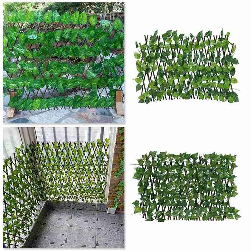 

40x40cm Retractable Garden Fence False Privacy Fence Artificial Green Leaf Branch For Home Decoration Retractable Garden Fence