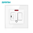 Выключатель питания SRAN UK 13a с предохранителем, белыйчерныйзолотой кристаллический экран из закаленного стекла, 86 мм * 86 мм с красным светодиодным индикатором, настенный выключатель