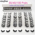 Visofree 3040100 пар 3D норковые ресницы без жестокости ручной работы полная полоса ресниц норковые накладные ресницы Wispy макияж накладные ресницы