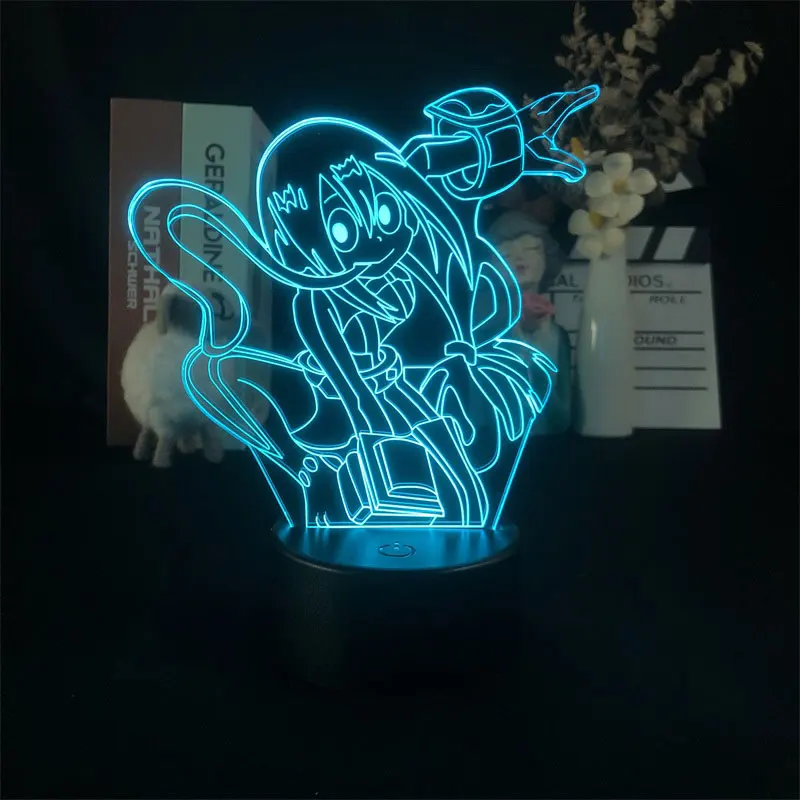 

My Hero Academia Tsuyu Asui Japanese Anime Manga Decorative 3D Night Light Alarm Clock Base Light Colorful Table Kid Room