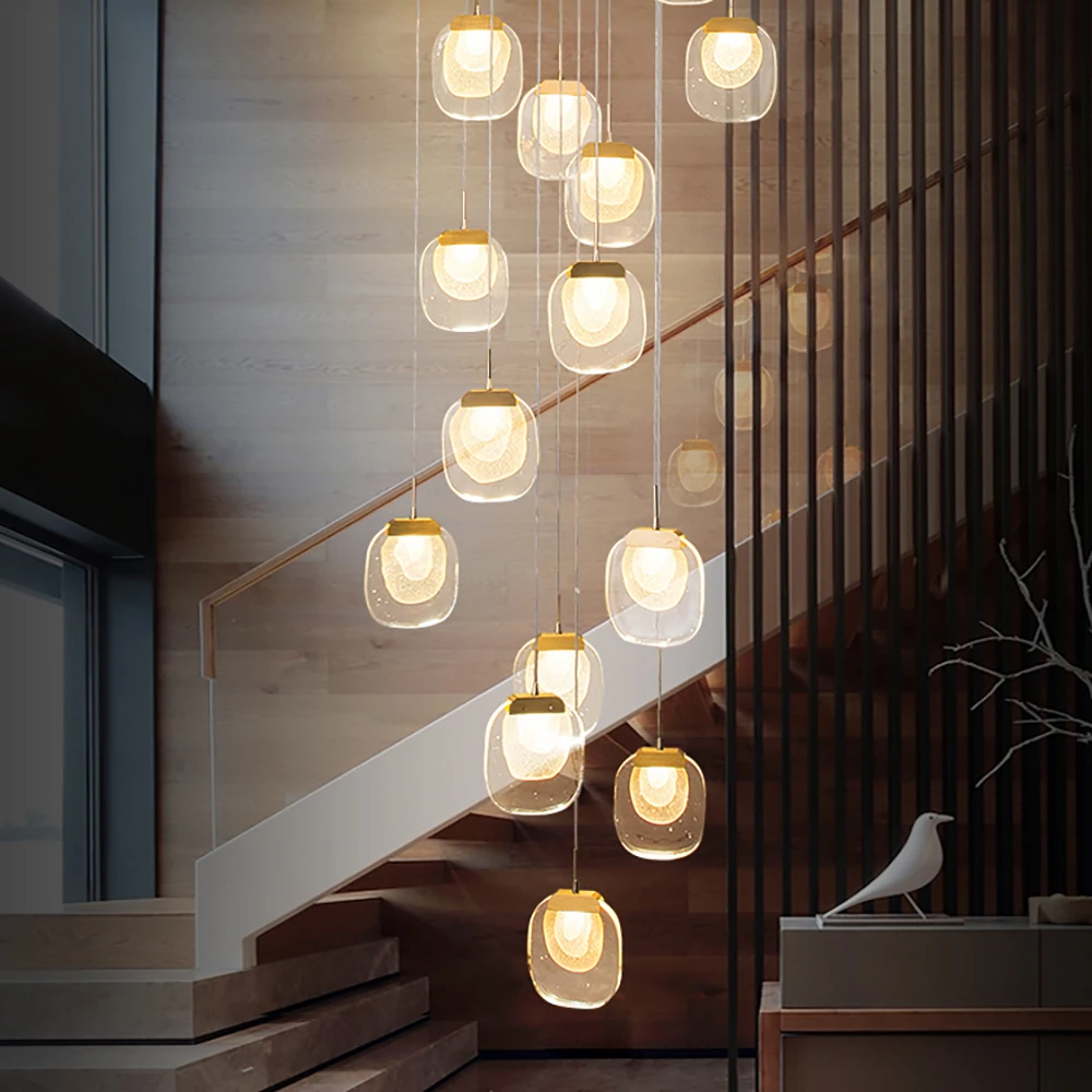 

New modern led chandelier for living room staircase decor crystal lamp luxury hall hang cristal light fixture