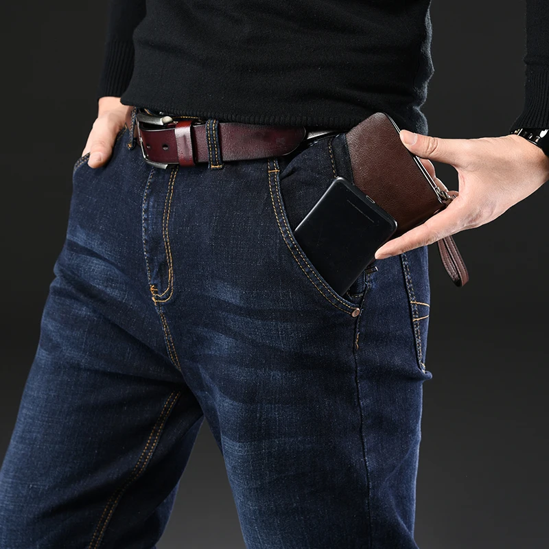 Мужские джинсы мужские джинсовые облегающие брюки прямые синего черного цвета