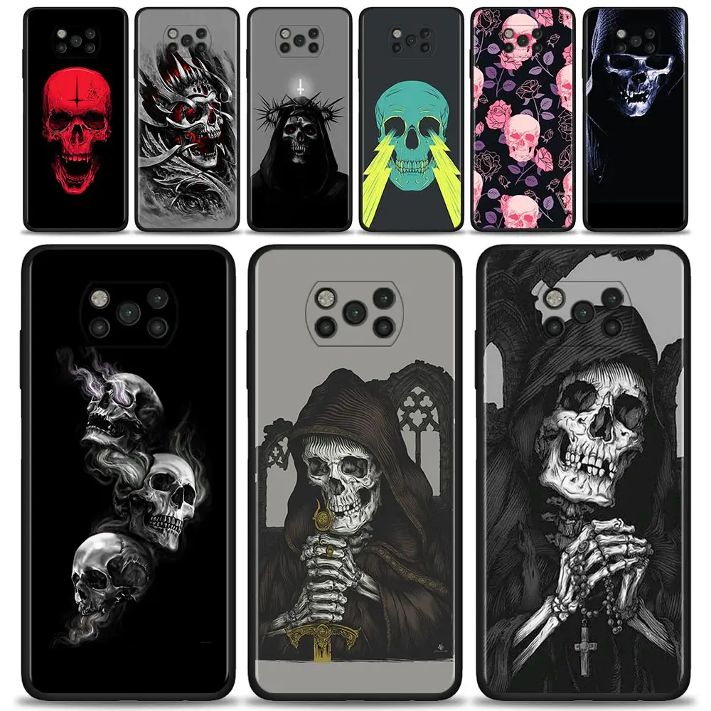 

Phone Case For Xiaomi Mi Poco X3 Pro F3 X3 GT M3 X3 NFC F1 M3 Pro 5G F3 GT Black Silicon Cover Coque Shell Satanic Skull dark