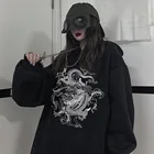 Женская толстовка с капюшоном и принтом дракона, в стиле Харадзюку