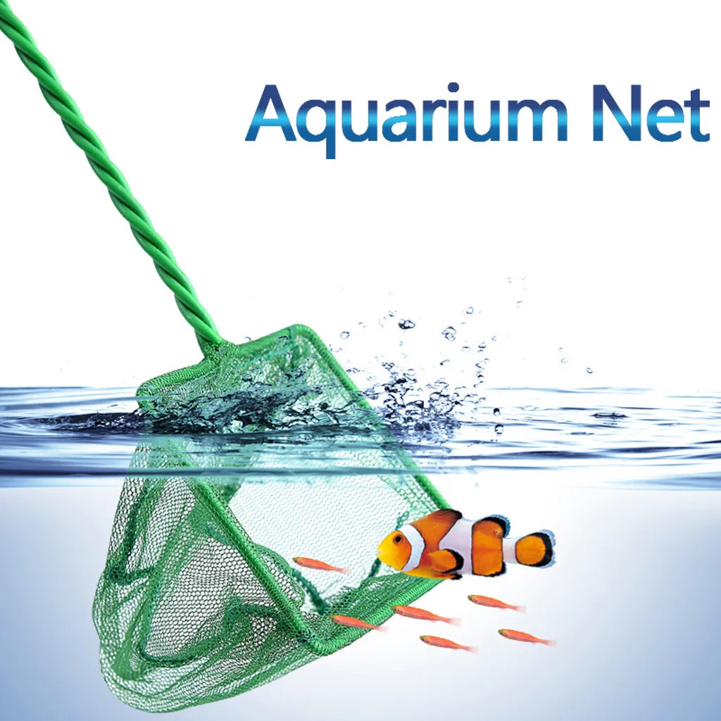 

Fish Tank Fishing Net Landing Net for Fish Floating Objects Cleaning Tools Fishnet Green Portable Long Handle Square Aquarium
