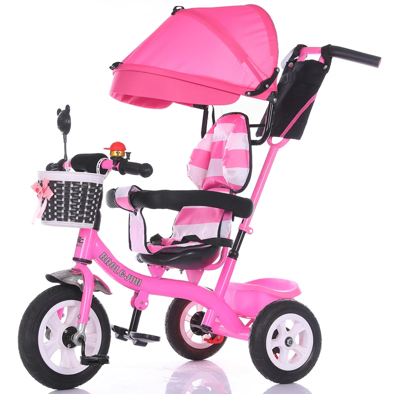 Rotating Seat Children Tricycle Bike Baby Carriage with 3 Wheels Shopping Basket Baby Car Travel System Bicycle Stroller Trike