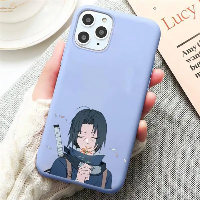 

Anime Naruto Passionate Phone Case Candy Color Blue for iPhone 11 12 pro XS MAX 8 7 6 6S Plus X 5S SE 2020 XR