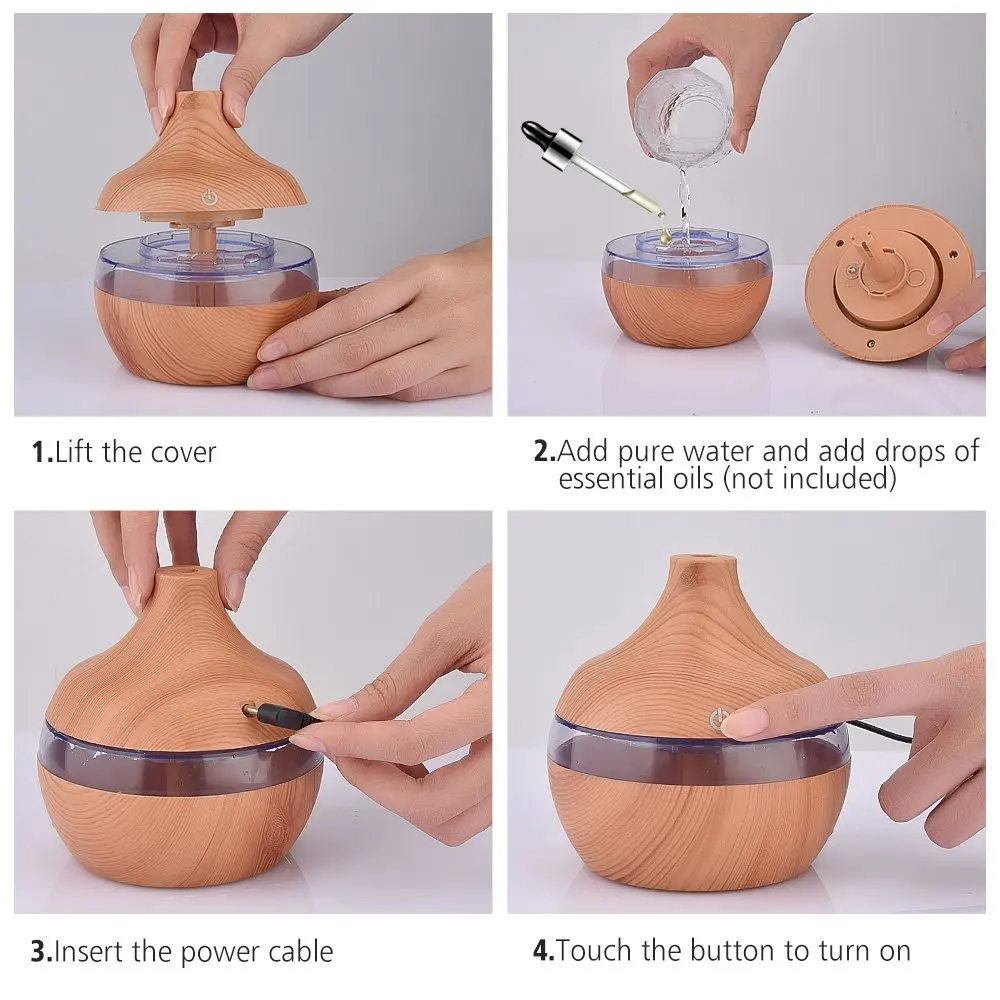 Деревянный ультразвуковой увлажнитель воздуха с USB 300 мл|Увлажнители воздуха| |