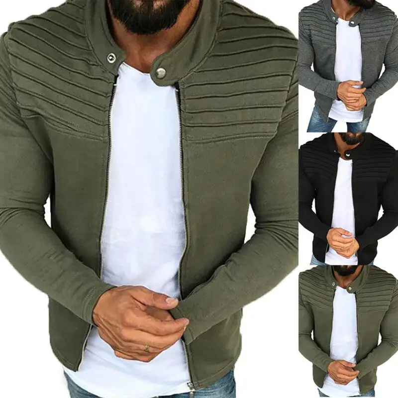 

Men Slim Fit Sport Hoodie Sweatshirt Zipper Coat Jacket Cardigan Outwear