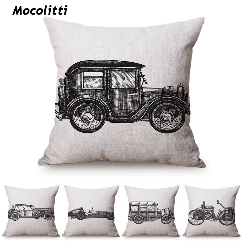 

Квадратная декоративная наволочка для диванной подушки, чехол для ручной росписи, стильный классический Чехол для подушки в виде автомобил...