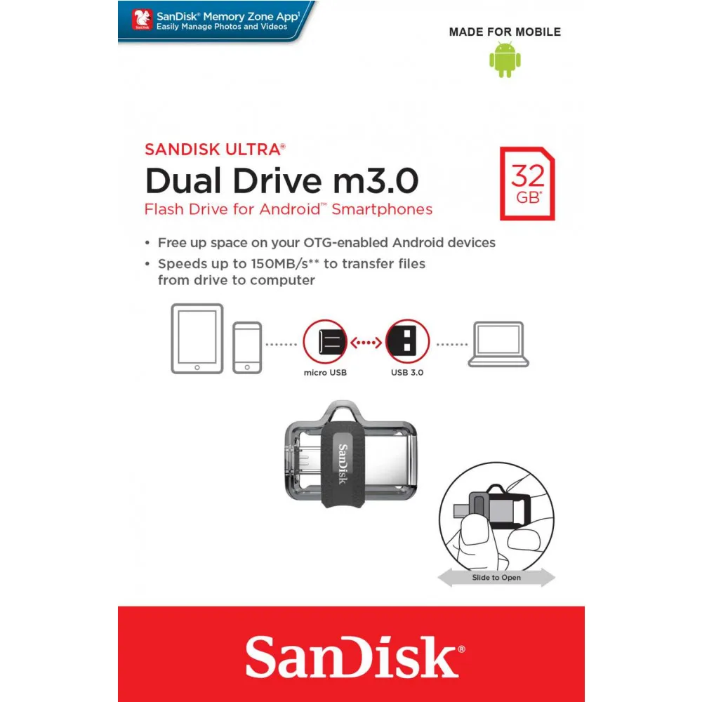 Флеш-накопитель SanDisk Ultra Dual Drive SDDD3-032G-G46 m 3.0 32Гб USB 3.2 Gen 1 (3.1 1) | Компьютеры и офис