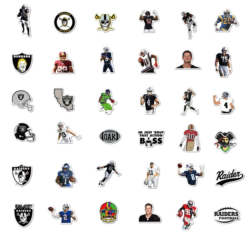 10/30/50PCS Sports Rugby Team Oakland Raiders Waterproof Stationery Stickers Skateboard Luggage Laptop Guitar Sticker Kid Toys images - 6