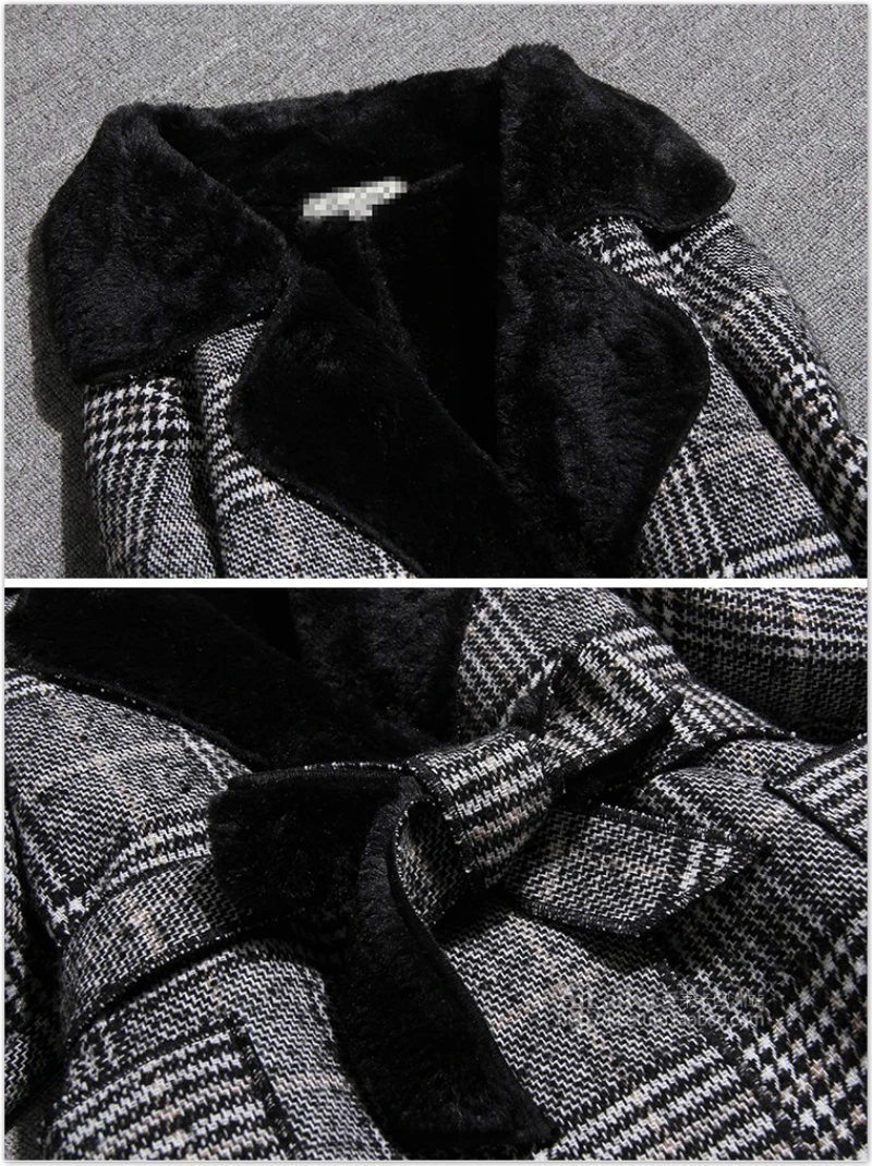 Новое осенне-зимнее женское клетчатое шерстяное пальто модное винтажное