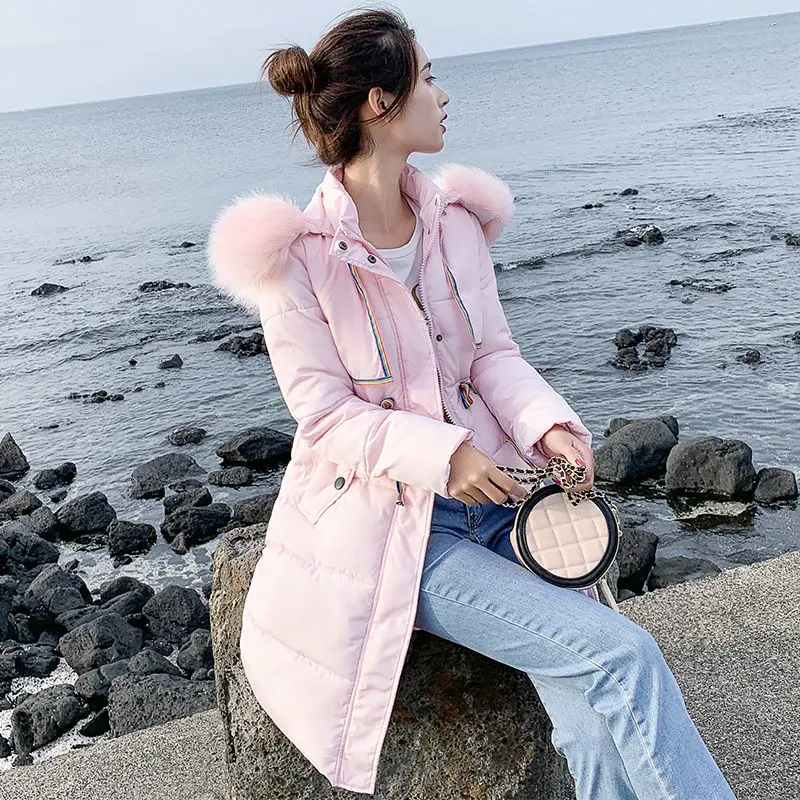 

2020 Winter Women Thick Fashion Causal Cotton-padded Clothes Coat Wadded Warm Long Sleeve Korean Styles Outwear Parkas W338