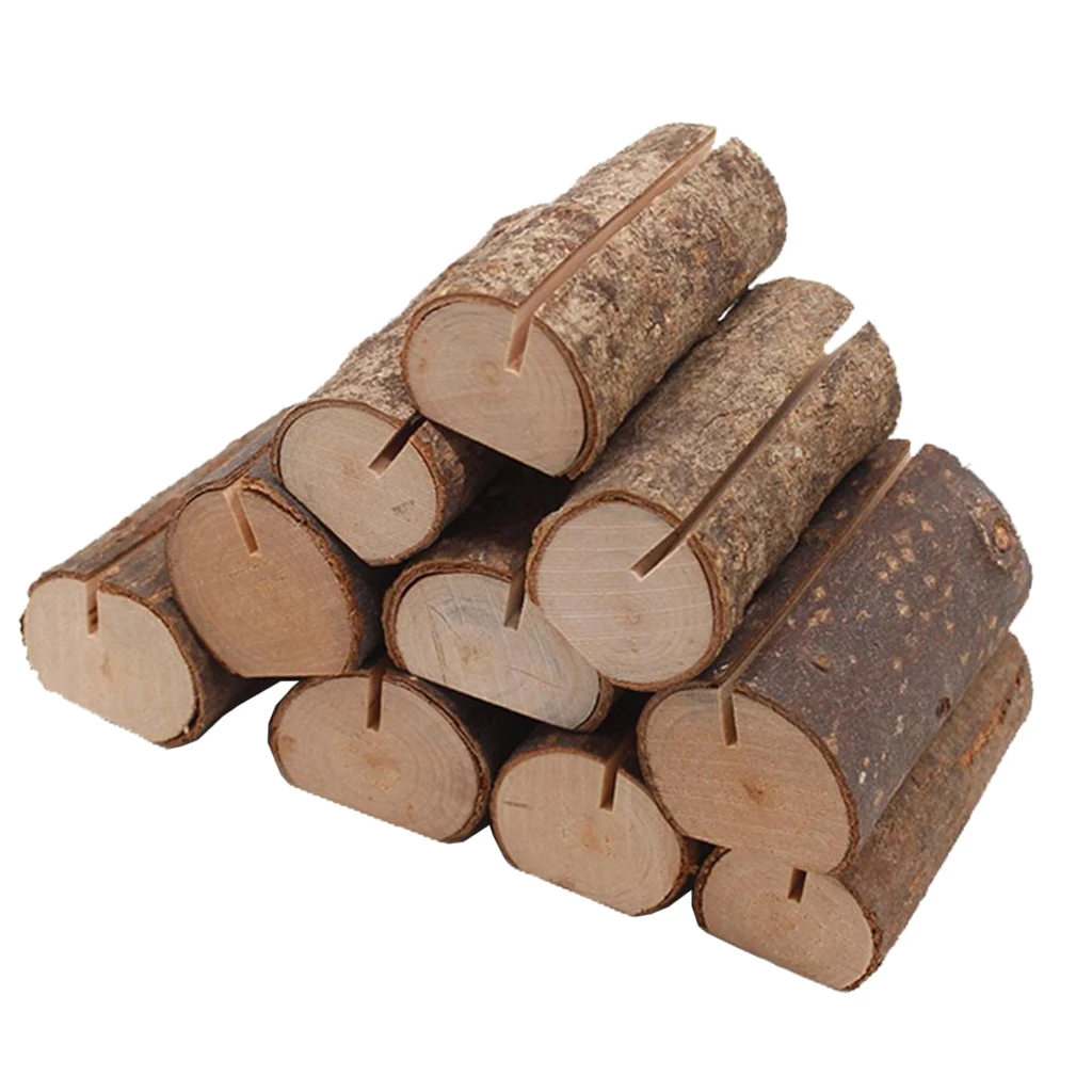 

10pcs Rustic Wood Place Card Holder Party Wedding Table Name Card Holder