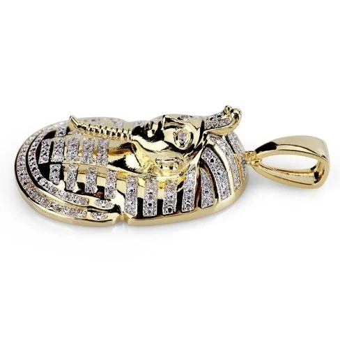 Мужское ожерелье в стиле хип хоп со стразами подвеска из циркония золотая