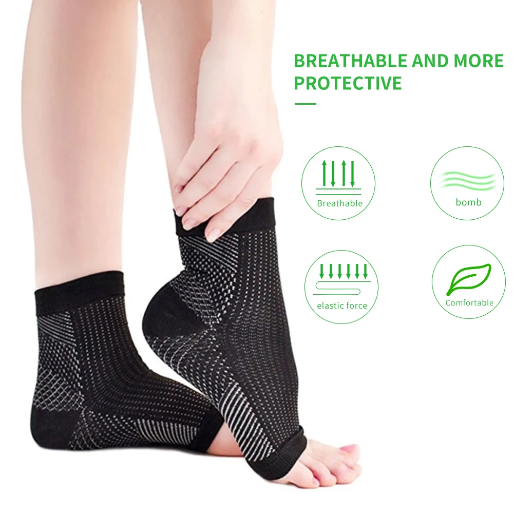 

1 pair anti fatigue compression foot sleeve Ankle Support Running Cycle Basketball Sports Socks Outdoor Men Ankle Brace Sock