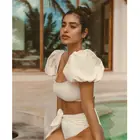 Комплект бикини женский, Бразильское бикини с рукавами и принтом, пляжная одежда, 2021