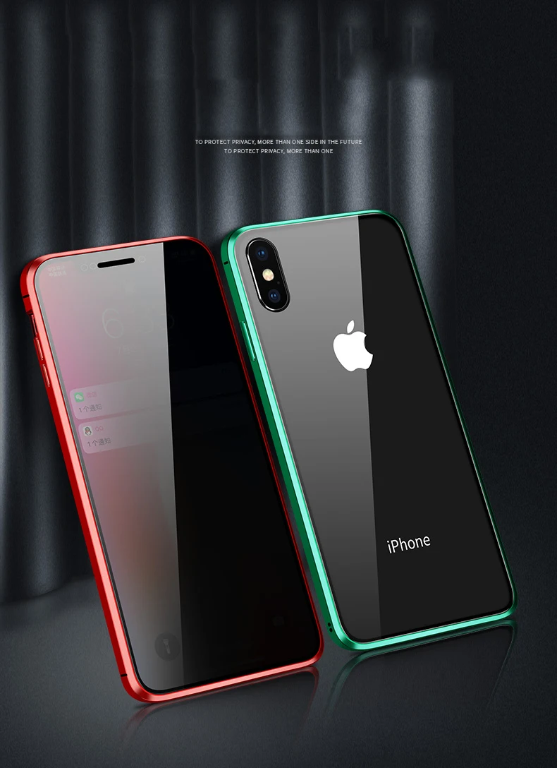 360 Protection Privacy Glass Magnetic Metal Case For iPhone XS Max XR XS X 7 8 6 6S Plus Anti-Peeping Case For iPhone 11 Pro Max