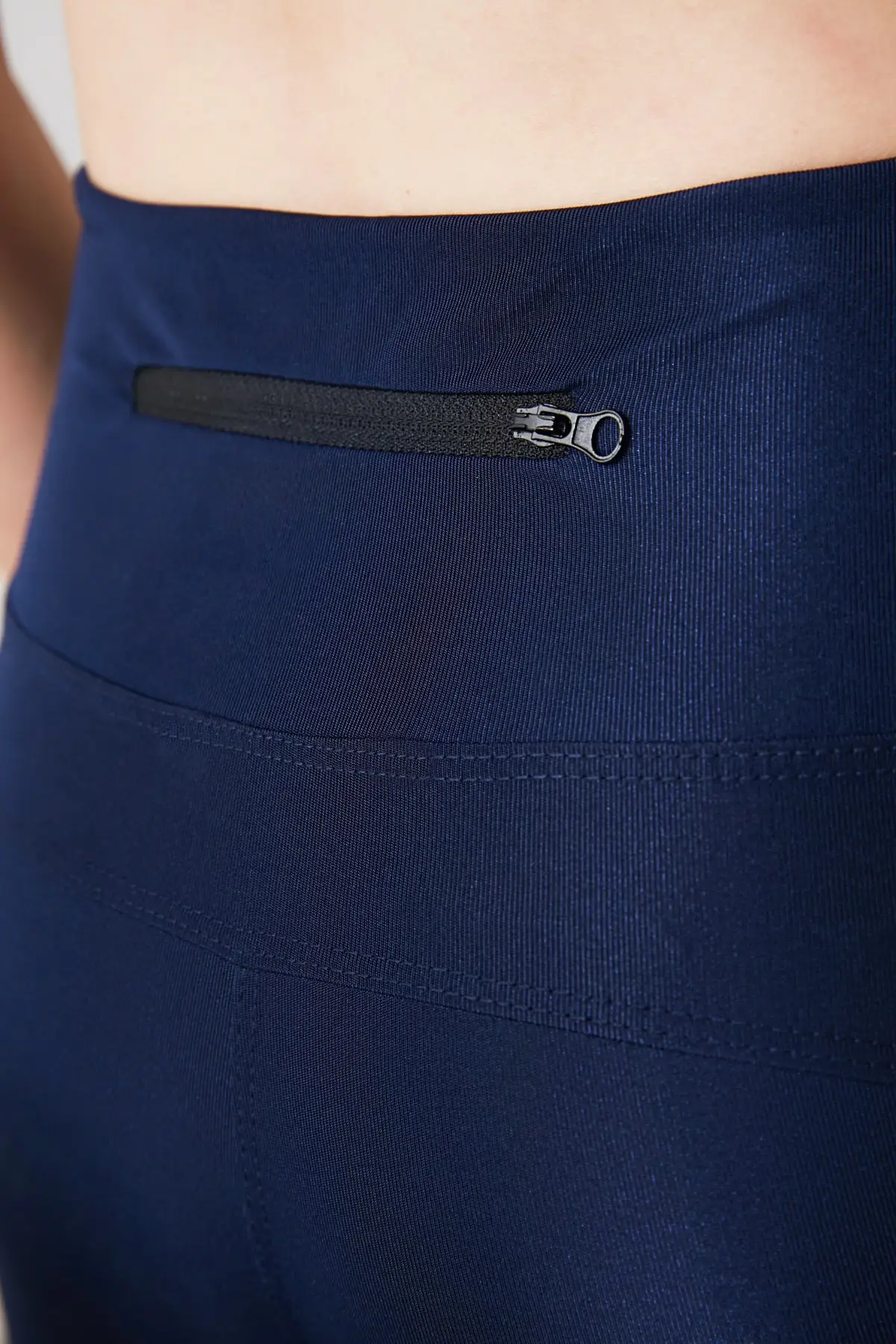 MİLLA Navy Blue Zipper and Pocket Detail High Waist Sporting Leggings TWOAW20TA0034