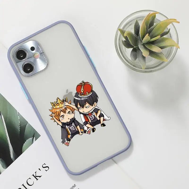 

Haikyuu Hinata attacks Anime Phone Case For iPhone 12 11 Mini Pro XR XS Max 7 8 Plus X Matte transparent Gray Back Cover