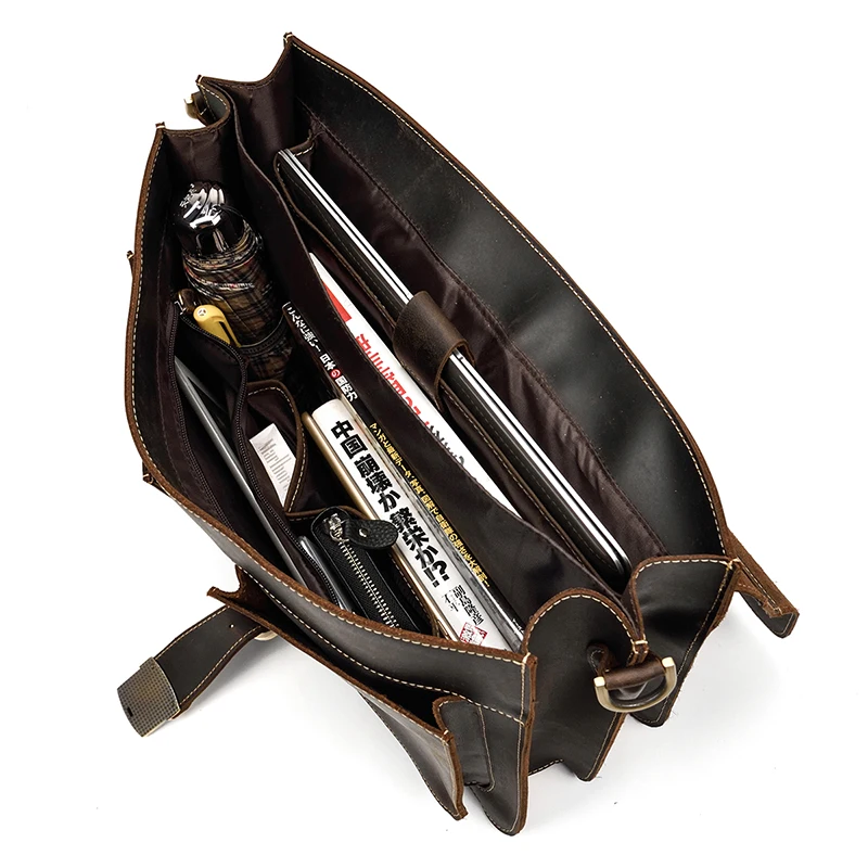 Портфель мужской из кожи Крейзи Хорс в стиле ретро вместительная сумка для