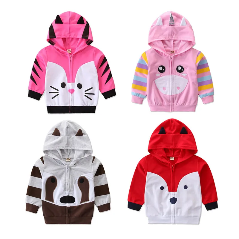 Весна Осень Единорог толстовки для маленьких девочек животные из мультфильмов