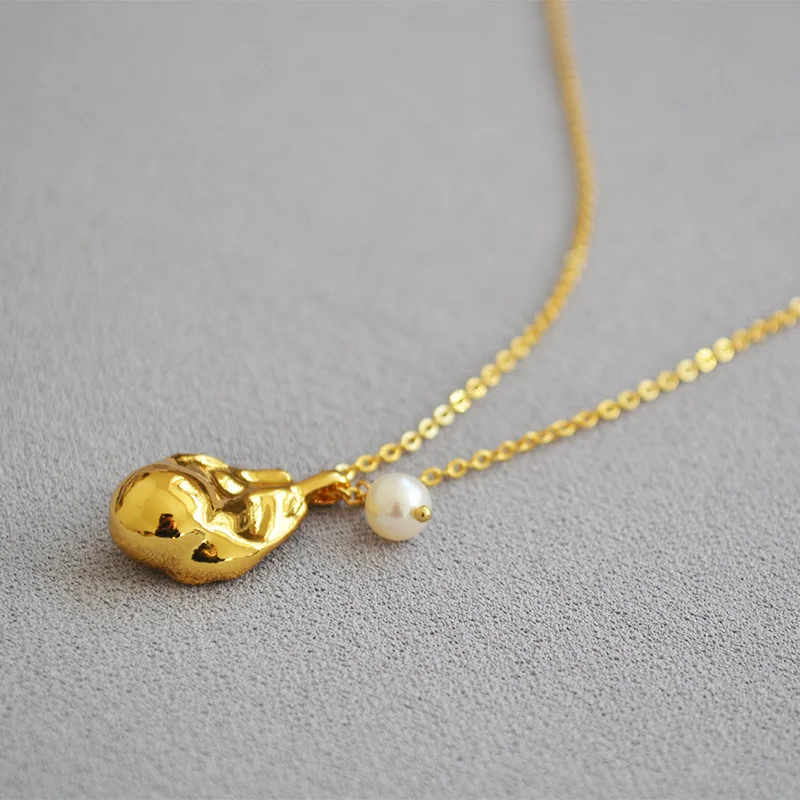 Простая универсальная Подвеска из латуни с позолоченным искусственным жемчугом