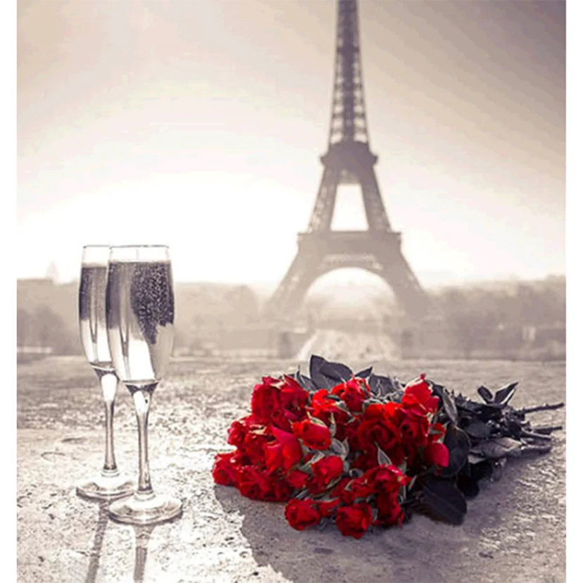 

5D DIY Square/Round Diamond Diamond Painting Landscape Painting Tower Wine Glass Rose Beauty Picture Cross Stitch Decor TX1027