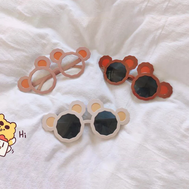 Милые детские солнцезащитные очки с медвежьими ушками Мультяшные модные круглые