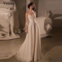 verngo glitter a line wedding dresses spaghetti straps sweetheart pleats vintage women bridal gowns 2022 stylish robe de mariage
