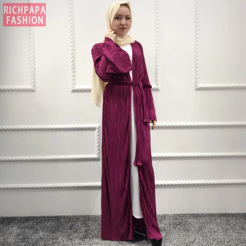 Женское кимоно Кафтан Абая Дубай плиссированный кардиган с хиджабом