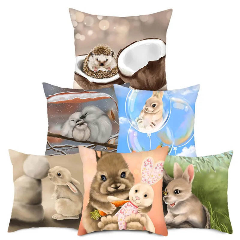 Чехол на подушку с принтом кролика и кошки fubatacchi милые панды птицы подушки для