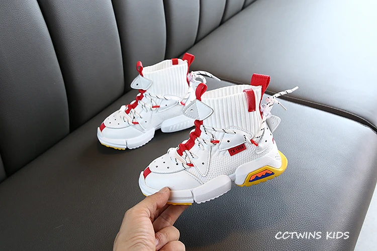 Kids Sock Shoes Autumn Fashion Boys White Casual Shoes Girls Black Sports Sneakers for Children Running Trainers FH2497