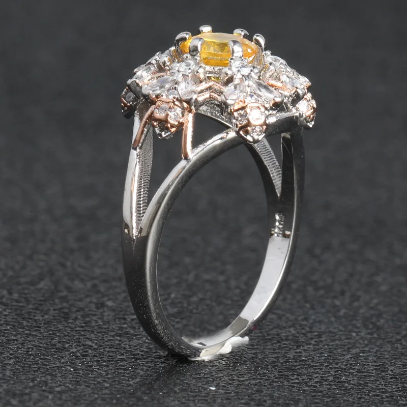 Женское Обручальное кольцо цвета шампанского элегантное уникальное обручальное