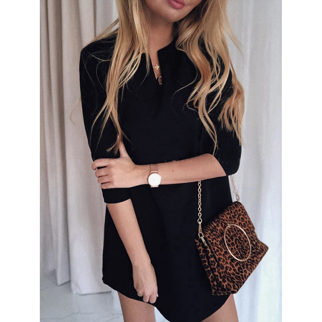 Осеннее хлопковое платье с рукавом три четверти женское v образным вырезом вечерние платья для тренировок