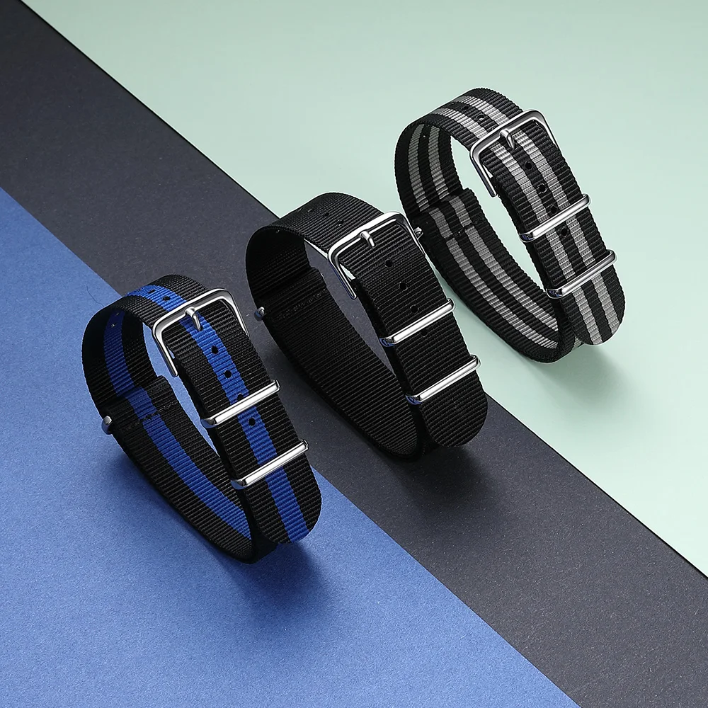IStrap 3 шт нейлоновые ремешки для часов 18 мм 20 22 Zulu ремешок тканевый многоцветный
