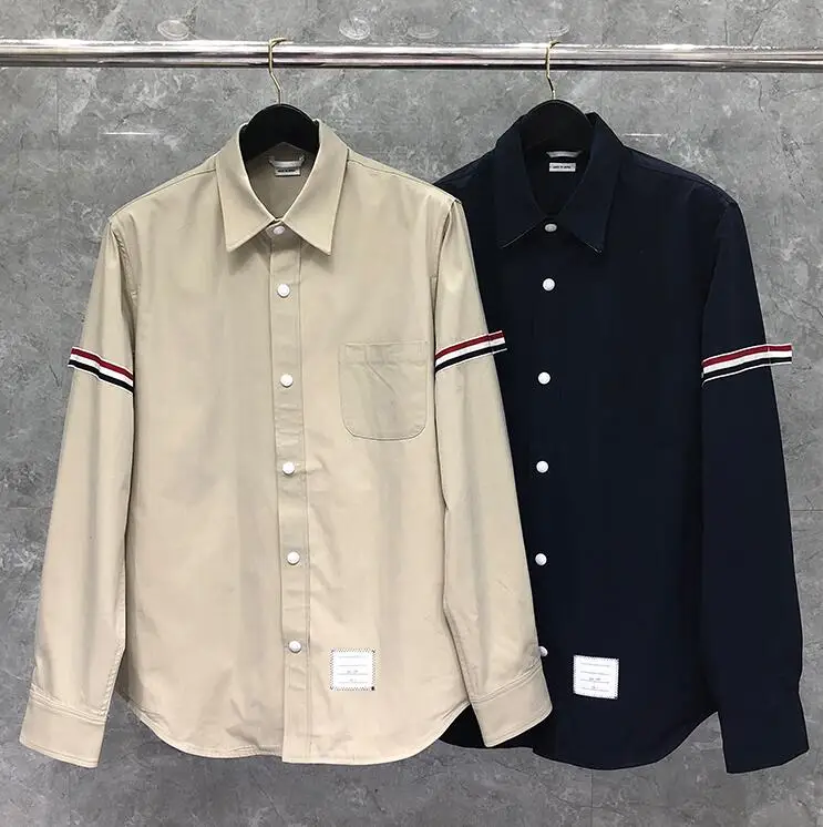 Мужская джинсовая куртка TB THOM Повседневный Кардиган в полоску с отложным