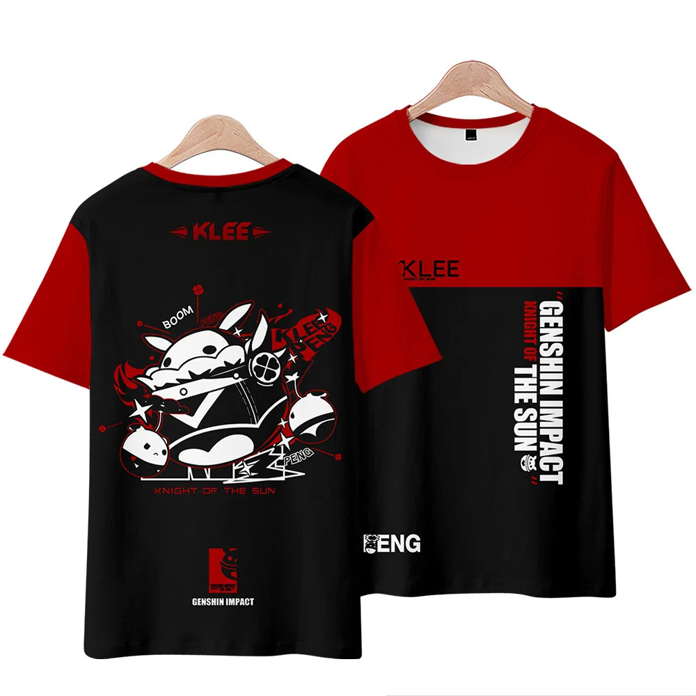 

Original God Anime T-shirt Two-dimensional Game Peripheral Keli Carved Cos Impression Short Sleeve T-Shirt Men And Women