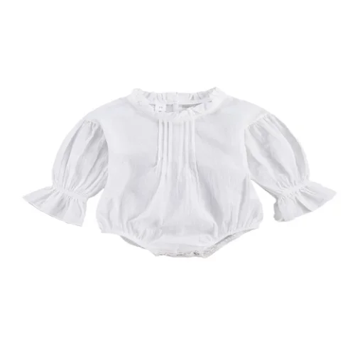 

Newborn Infant Baby Girls Clothes Rompers 1Pcs Jumpsuit Outfit Long Sleeve Crewneck Solid White Cute Rompers Children's Clothing