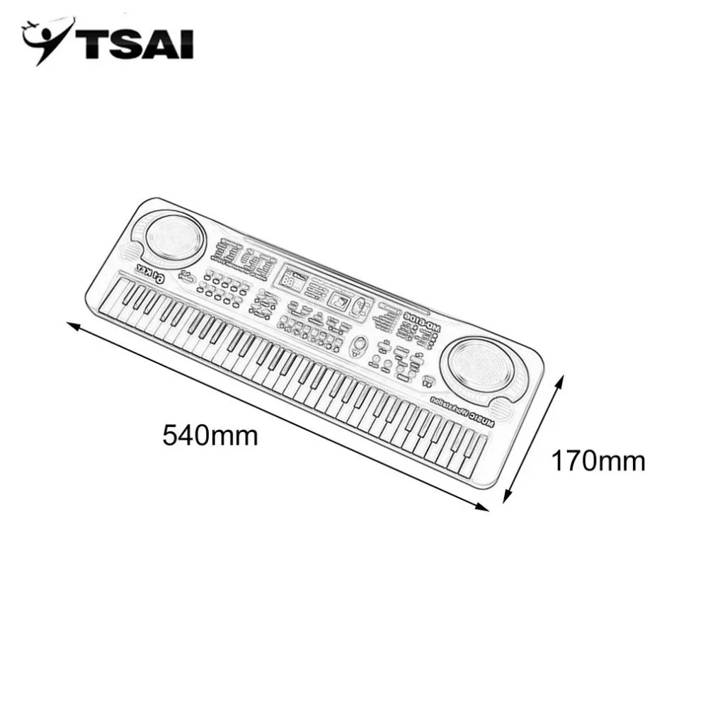 

TSAI Electronic Music Keyboard 61 Keys Electric Organ With Microphone Children Musical Instrument Early Educational Tool Popular