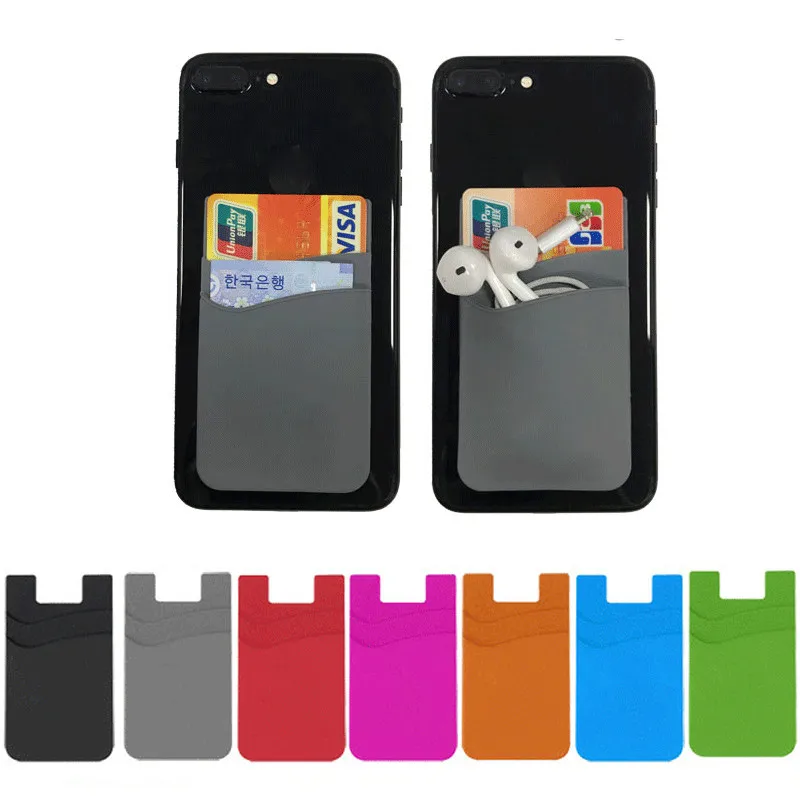 2 слойный силиконовый Мобильный телефон держатель для задней карты кошелек клей
