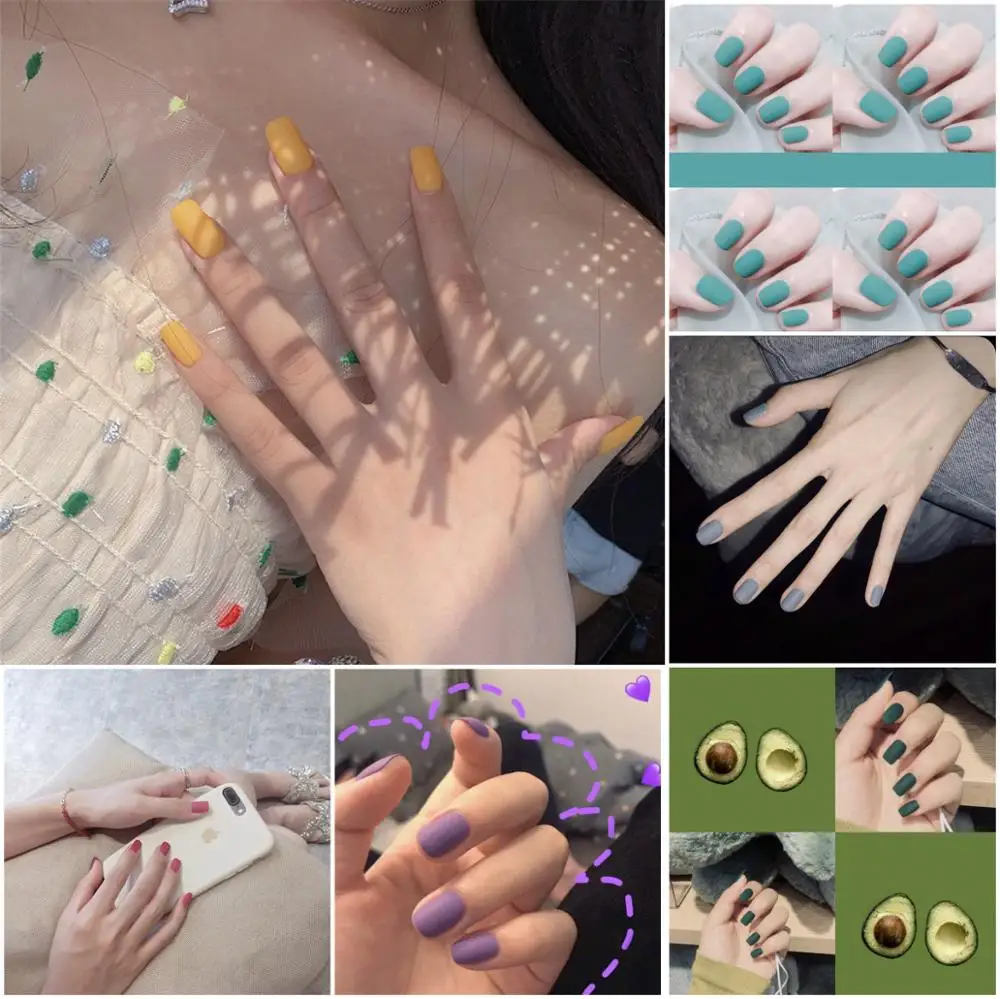 Лидер продаж! Несколько различных матовых однотонных накладных ногтей милые