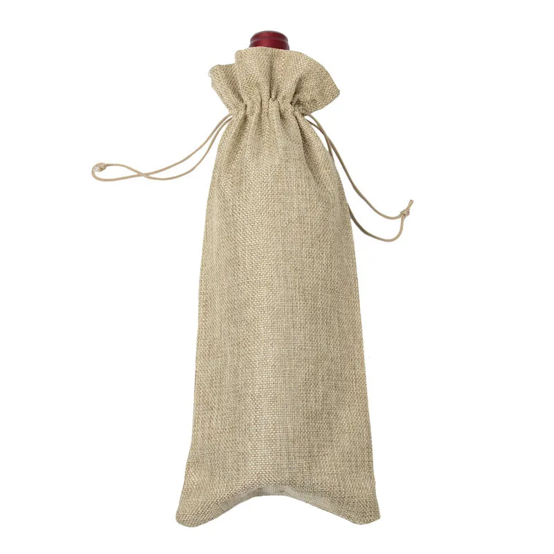 10 шт. рождественские джутовые льняные мешки для винных бутылок чехол бутылки