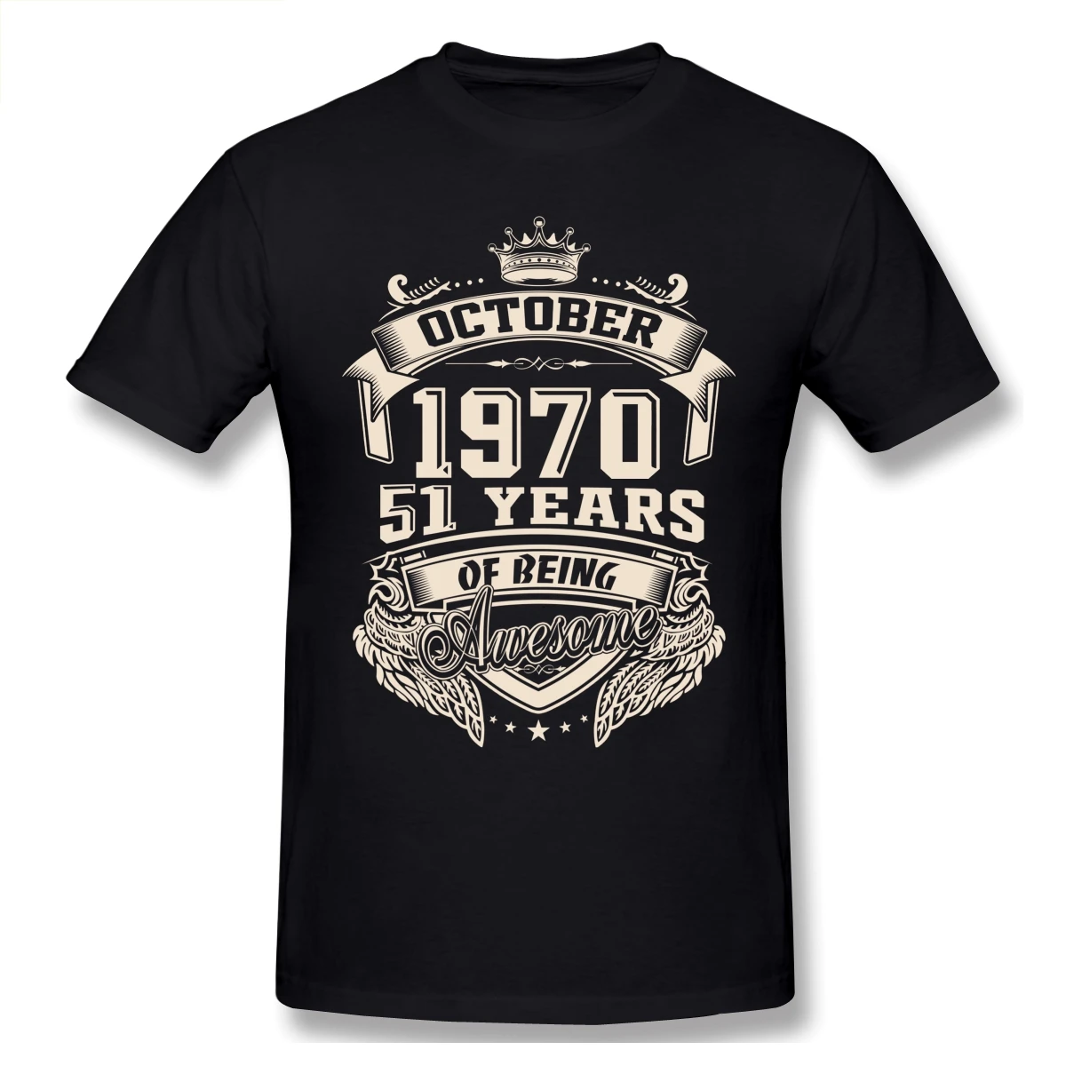 

Born In October 1970 51 Years Of Being Awesome T Shirt Oversized O-neck Cotton Custom Short Sleeve Tshirt Men