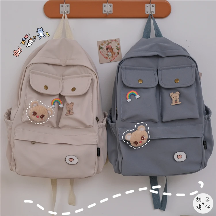 

YJ345 Korea Harajuku ulzzang tooling school bag port style large capacity travel backpack