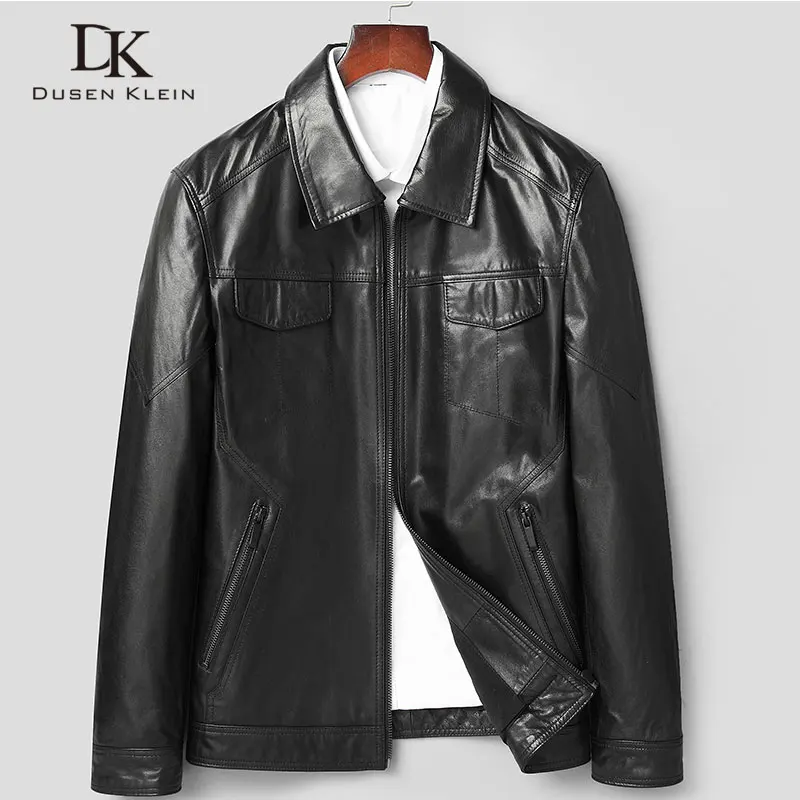 

Genuine Leather Men Jacket Real Sheepskin Leather Jackets for Man 2021 Spring New Designer brand Pockets 5XL Casual 81y8107