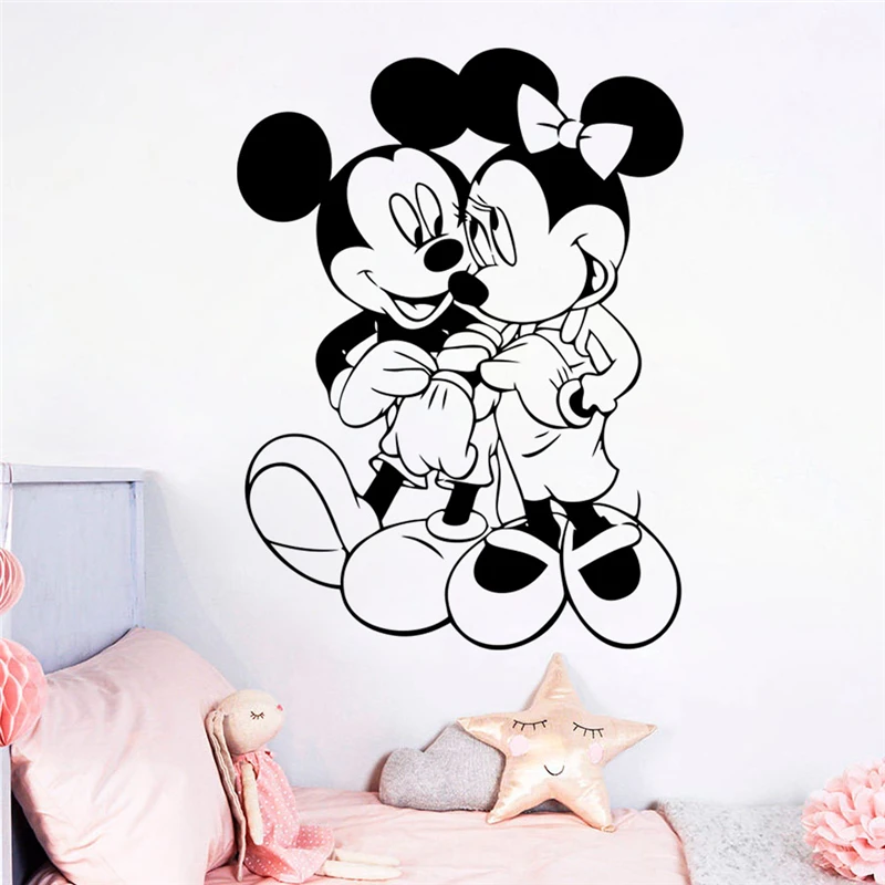 Disney Cartoon Mickey Minnie Wall Stickers For Kids Rooms Nursery Accessories Home Decor Decal Vinyl Mural Art Wallpaper | Дом и сад