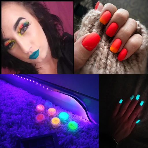 8 шт порошок неонового пигмента Набор флуоресцентных теней для ногтей Блеск